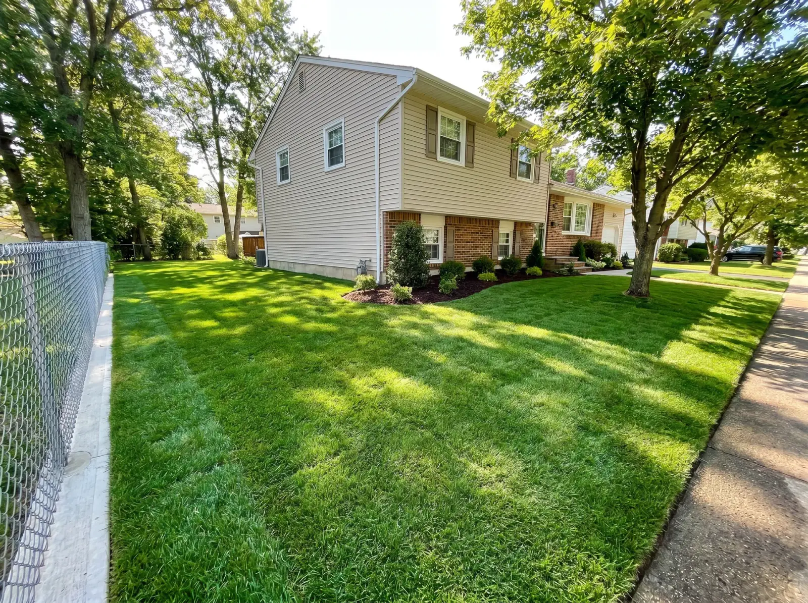 After sod installation — split-level — side yard in Jackson, NJ
