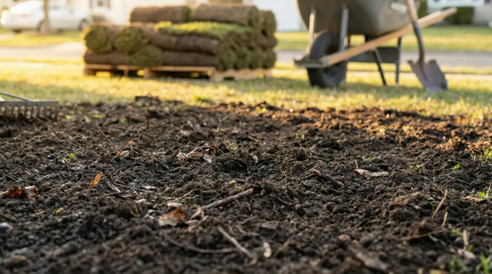 Tall fescue sod installed over amended sandy soil at a Jersey Shore home
