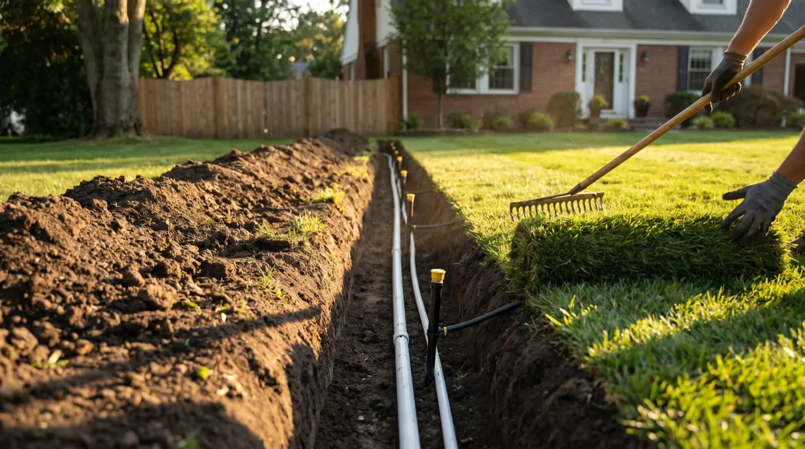 In-ground sprinkler system installed in a sandy Ocean County, NJ lawn