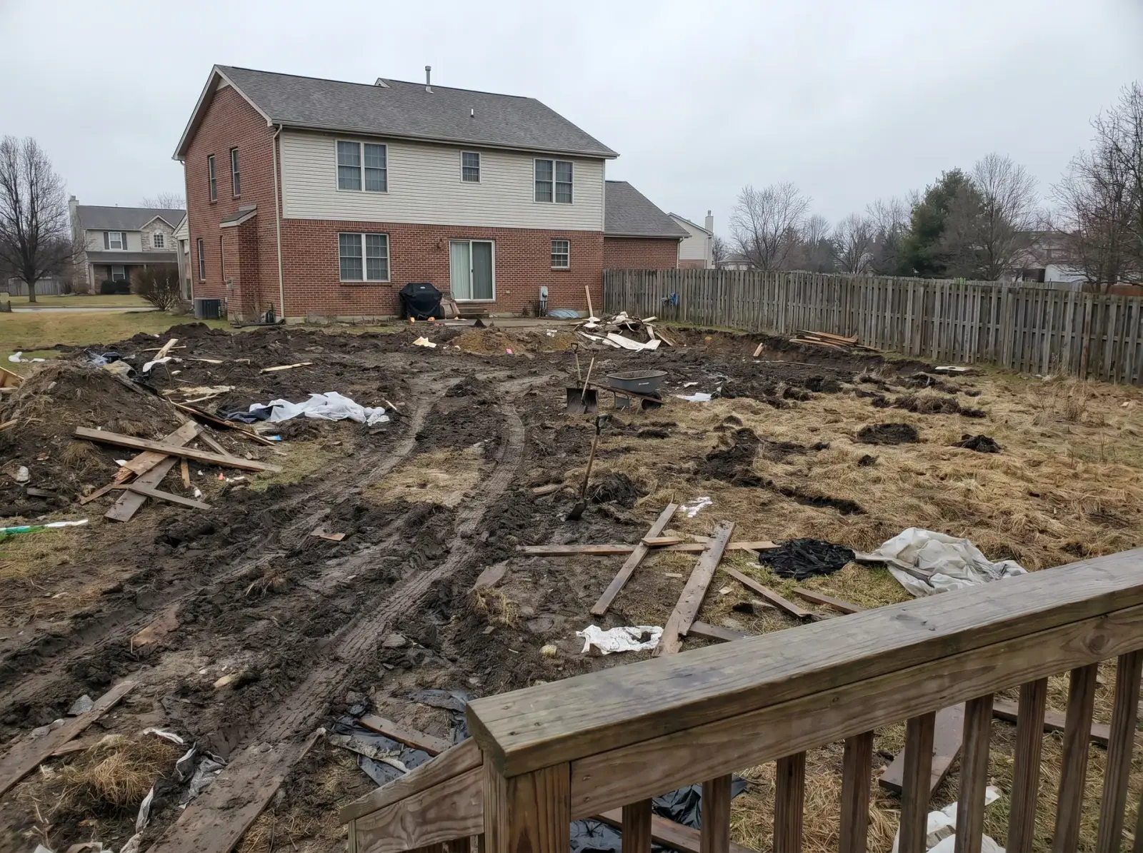 Before sod installation — colonial — full backyard in Brick, NJ